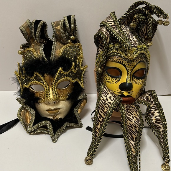 2 Vintage Elegant Venetian Masquerade Mask - Picture 10 of 15